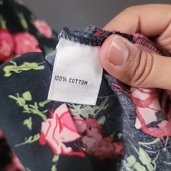 Talbots Black, Red Floral Cap  Sleeve Maxi Flowy Dress Size 14 Prairie Cottage - Picture 5 of 7